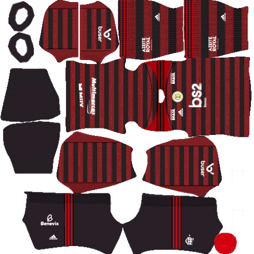 kit flamengo dls20 home uniforme casa 19-20 2ª opção